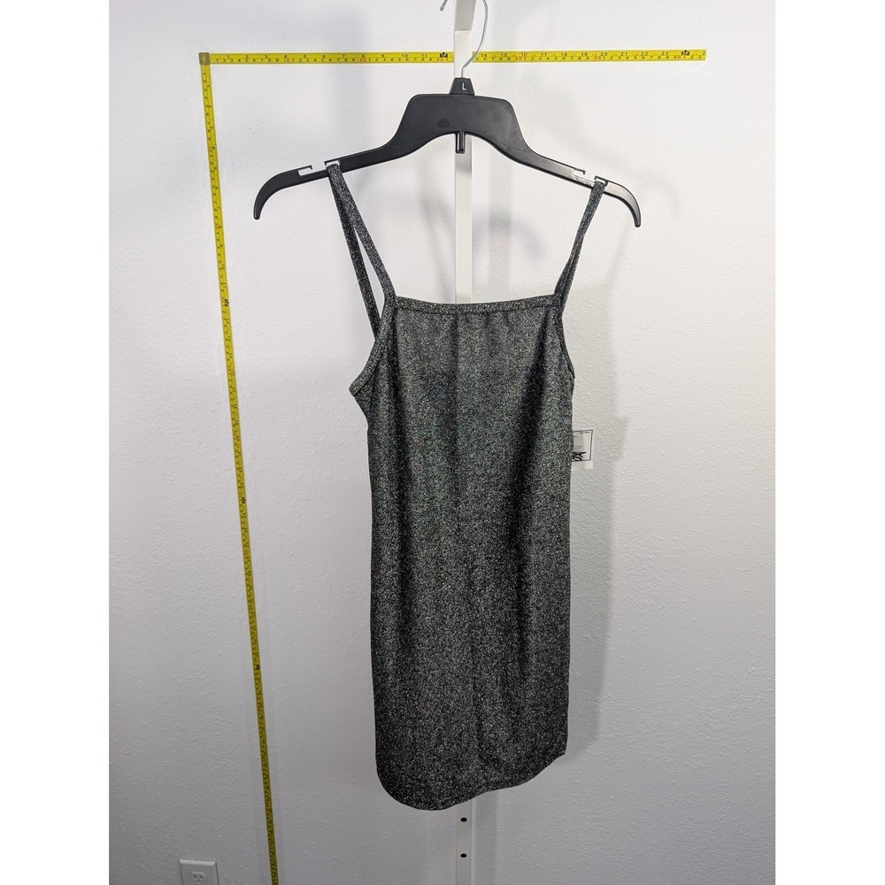 5B Style Silver Glitter Metallic Bodycon Mini Dress Womens Small NWT Square Neck